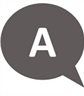 Left grey speech bubble with the letter A in the middle
